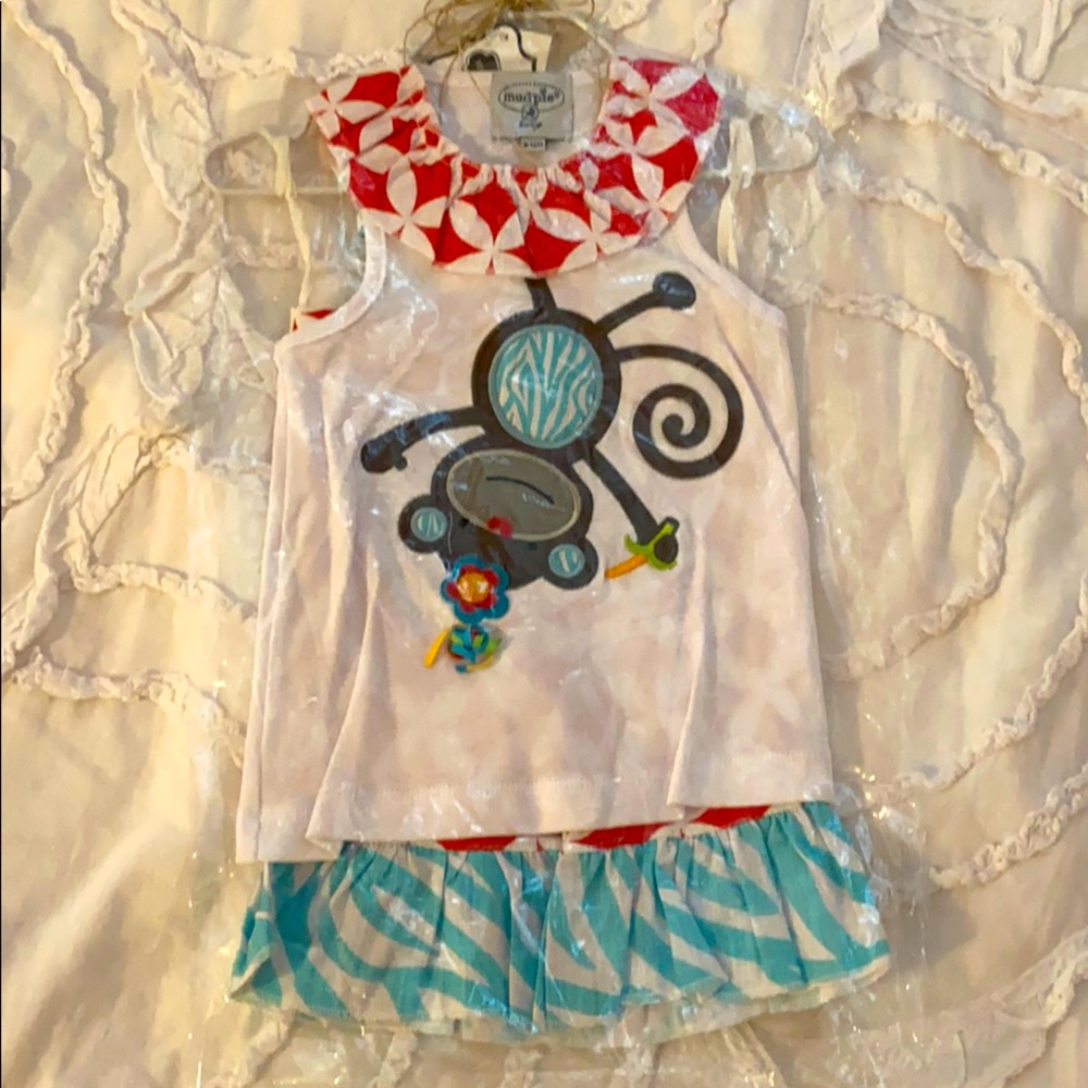NWT Mud Pie 9-12 mos. Monkey 2piece outfit